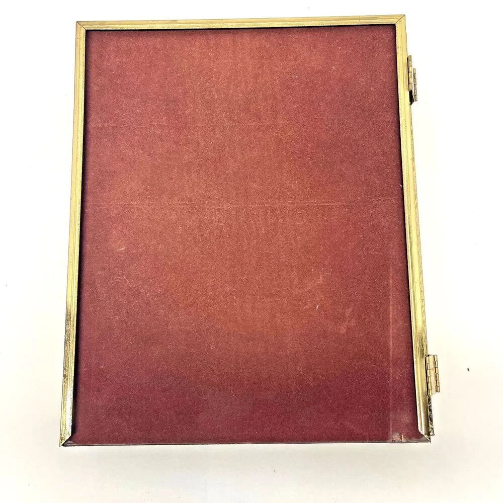 Vintage Tri-Fold Gold Tone Hinged Picture Frame Holds (3) 8x10 Photos-Tabletop